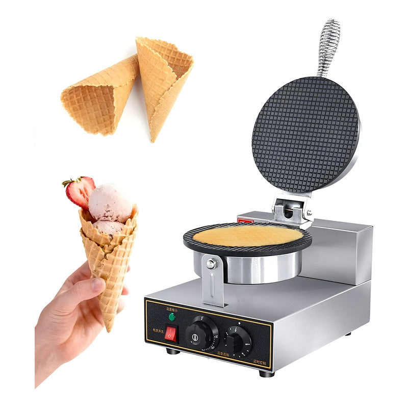 Wafflera Maquina Para Hacer Conos Para Helado Waffle 1200w Plateado