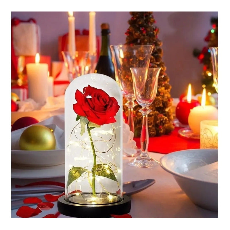 Rosa Eterna Rosas Eternas Rosa Preservada Led San Valentin Rojo Rosa Roja De Madera- Led