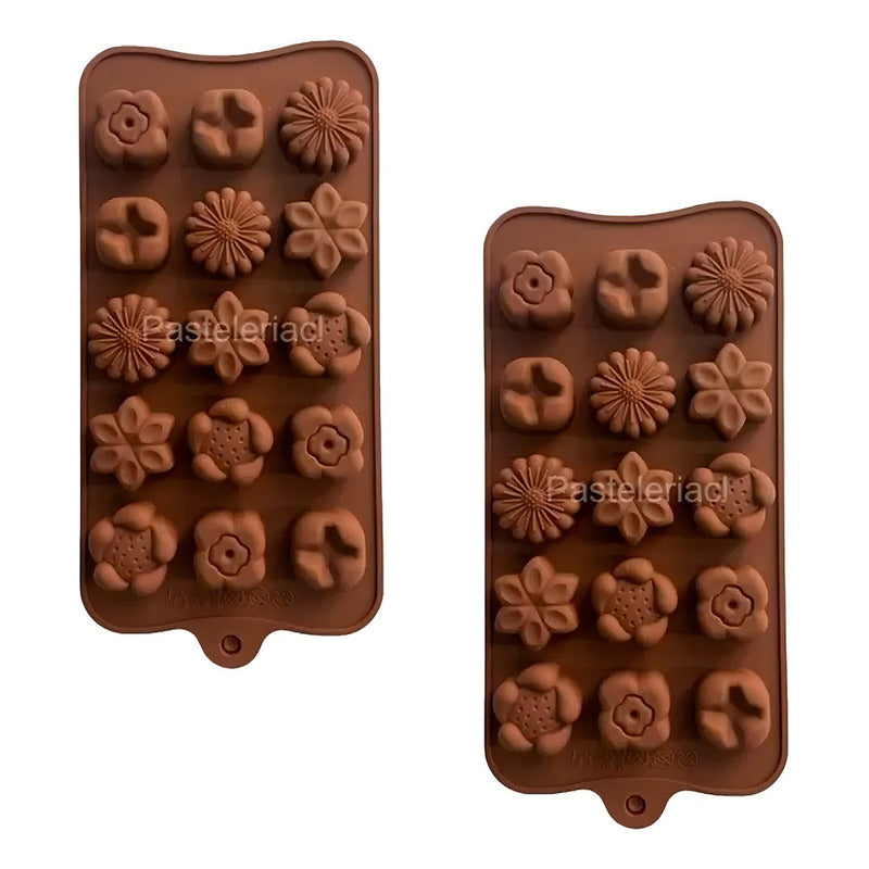 X2 Moldes De Chocolate Moldes Chocolate Silicona 5 Flores N1 Insumos Reposteria Flores Moldes Para Chocolates