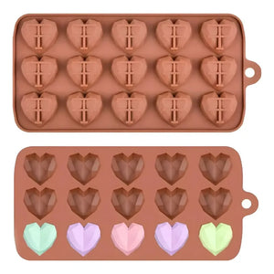 2 Moldes Mini Corazon Diamante Molde Corazón Geometrico 15 Bordó