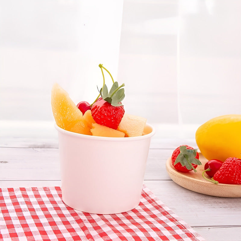 200 Vasos Polipapel Pote Helado Desechables Vaso Helado 12oz Blanco / Pote Helados 12oz