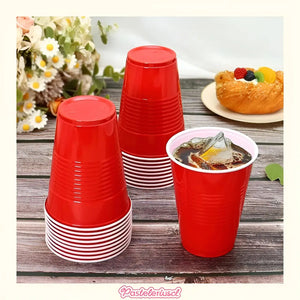 50 Vasos Plasticos Vaso Desechable Grande Bicolor 16oz 473ml Rojo 473 Ml