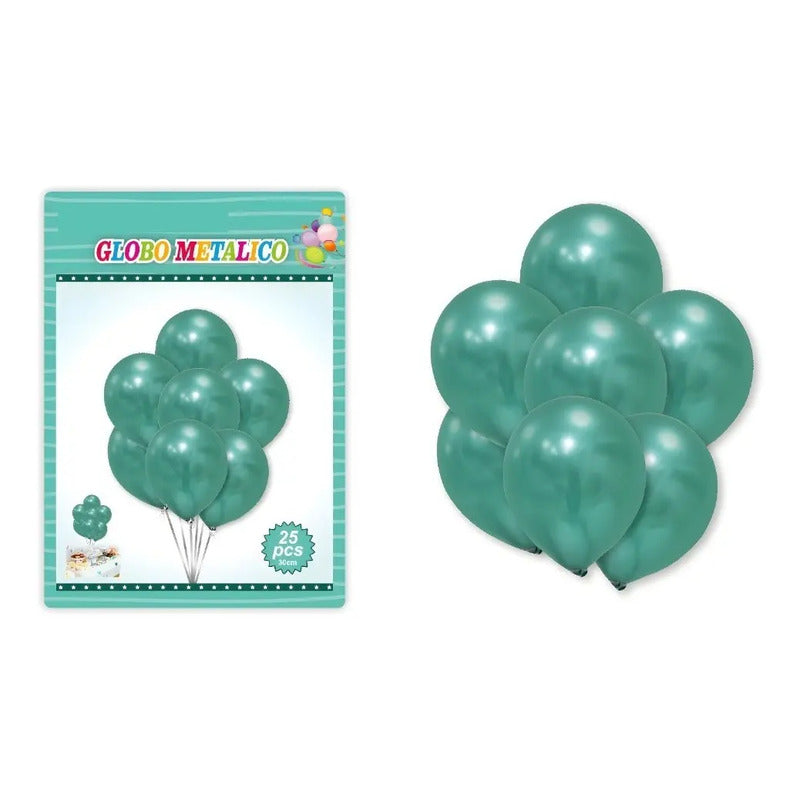 25 Set De Cumpleaños Globos Cumpleaños Globo Metalizado 0015 Verde Metalico 0015