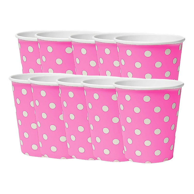 X10 Vasos Desechables Decoración Vaso Cumpleaños Rosado 1607