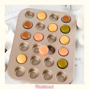 Moldes 24 Cupcakes Molde Mini Muffins Moldes Reposteria Bandeja Para Magdalenas Utensilio De Repostería Para Cupcakes... Dorado