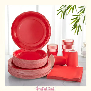 Set Cumpleaños Vasos Servilletas Platos Desechables 20 P/p Rojo