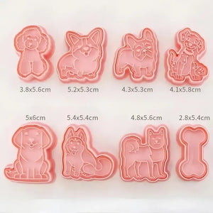 Molde Galletas Mascotas Moldes Para Galletas Perros Cortador Sellos En Relieve De Animales 3d Moldes De Galletas... Rosa Claro