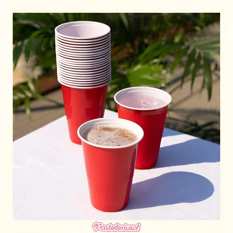 50 Vasos Plasticos Vaso Desechable Grande Bicolor 16oz 473ml Rojo 473 Ml