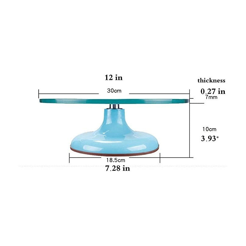 Base Giratoria Tortas Plato Giratorio Base Vidrio 30cm Azul
