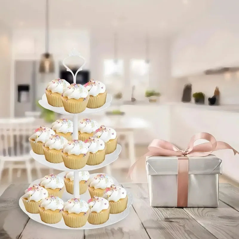 Porta Torta Porta Cupcakes Porta Cupcake Porta Queques Base Mini Tortas Torre Porta Cupcake Base Para Cupcakes Base Portacupcake 3 Niveles Redondo Pasteleriuscl Blanco