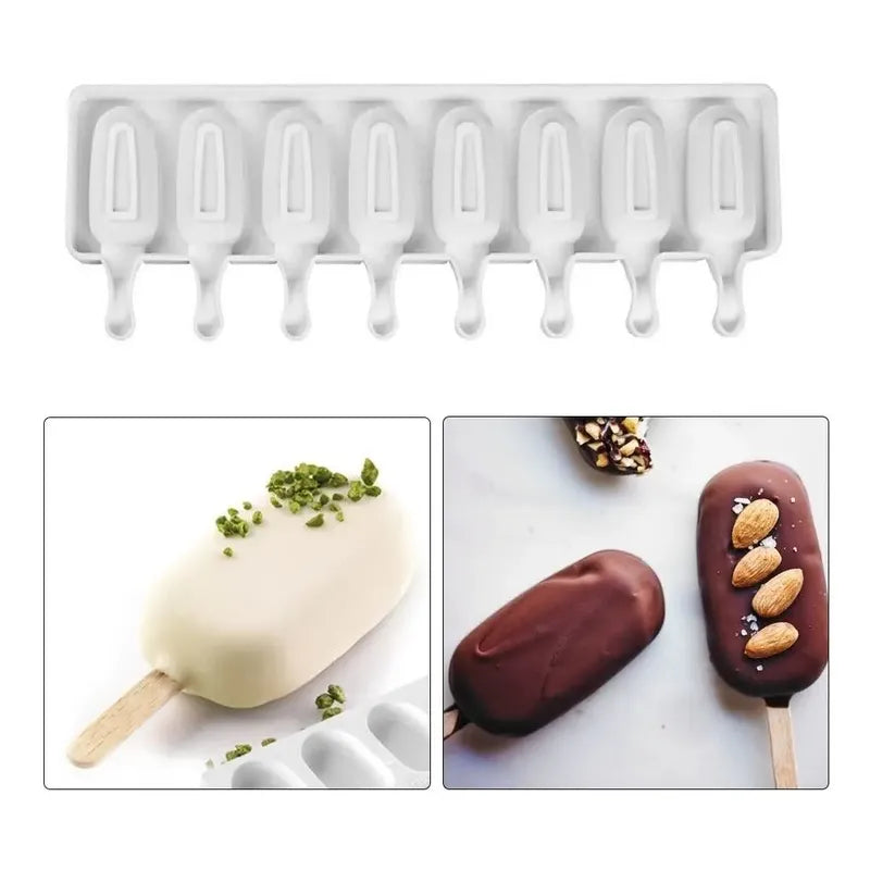 Moldes De Silicona Para Helados Molde Paletas Helado 8cavid Blanco