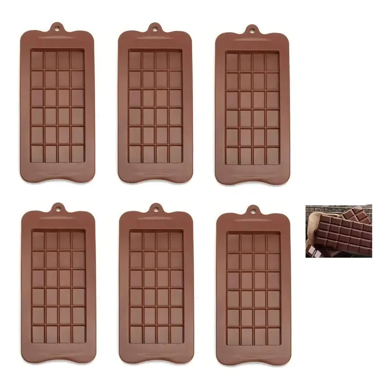 Pack X6 Molde Rectangular Barra Chocolate Molde Chocolate Tableta Barra De Chocolate Cuadrados Moldes Para Chocolates Insumos Reposteria Moldes De Silicona Color Marrón Pasteleriuscl Marrón Oscuro