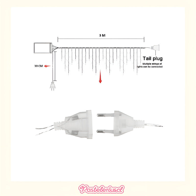 Guirnalda De 100 Luces Led Cascadas Luces Exterior Cortina Amarillo