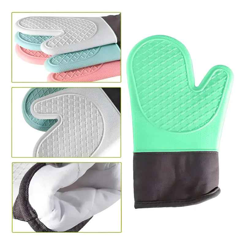 Guante Silicona Para Horno Toma Olla Guantes Cocina 27 Cm Verde Agua Guantes Silicona 27cm
