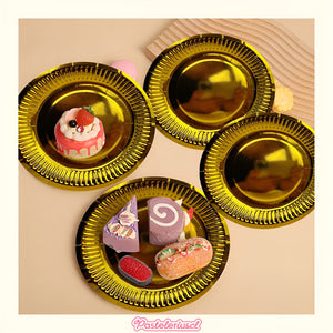 10 Platos Desechables Platos De Papel Platos Cumpleaños 17cm Dorado