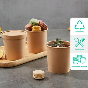 Pack X50 Pote Kraft Contenedor De Alimentos Pote C/tapa 16oz