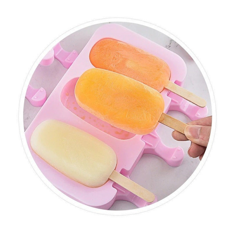 Moldes De Silicona Para Helados Molde Paletas Helado 3 Cavid Multicolor