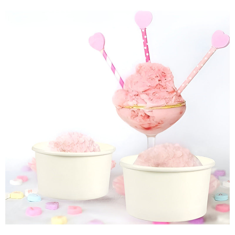 200 Vasos Polipapel Helado Vasos Desechables Pote Helado 4oz Blanco / Pote Helados 4oz