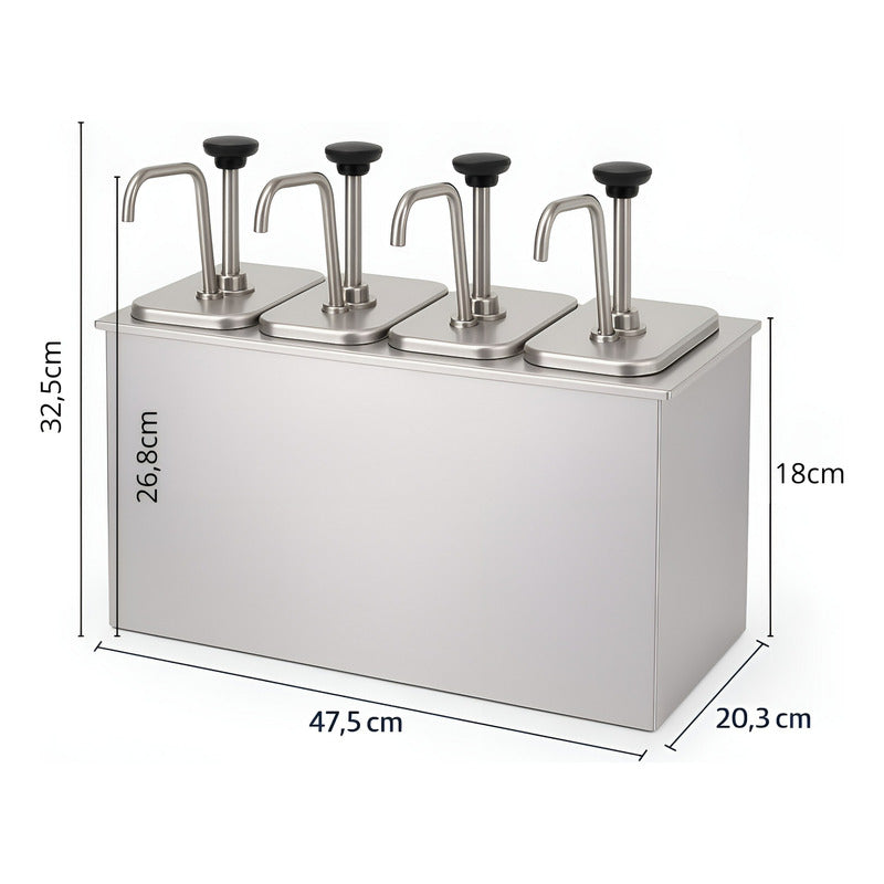 Dispensador De Salsa Dispensador Bomba Dosificador Salsa 8l Plateado / Dispensador De 4 Bomba