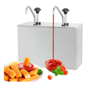 Dispensador De Salsa Comercial Dispensador Salsa Doble 4l Plateado / Dispensador Bomba Doble