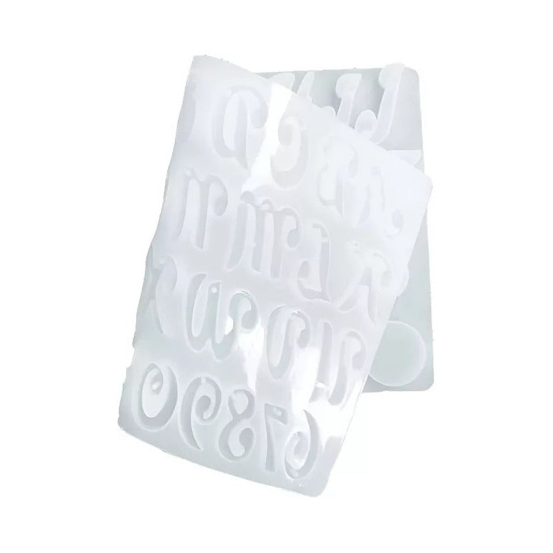 Molde De Silicona Letras Cursiva Molde Letras 41cav Cursiva - Gris