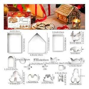 Molde Casa Galleta Navidad Cortadores De Galletas Navidad 3d Plateado