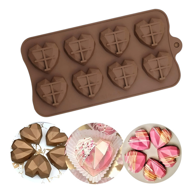 Molde Mini Corazon Diamante Molde Mini Corazón Geometrico 8 Marrón
