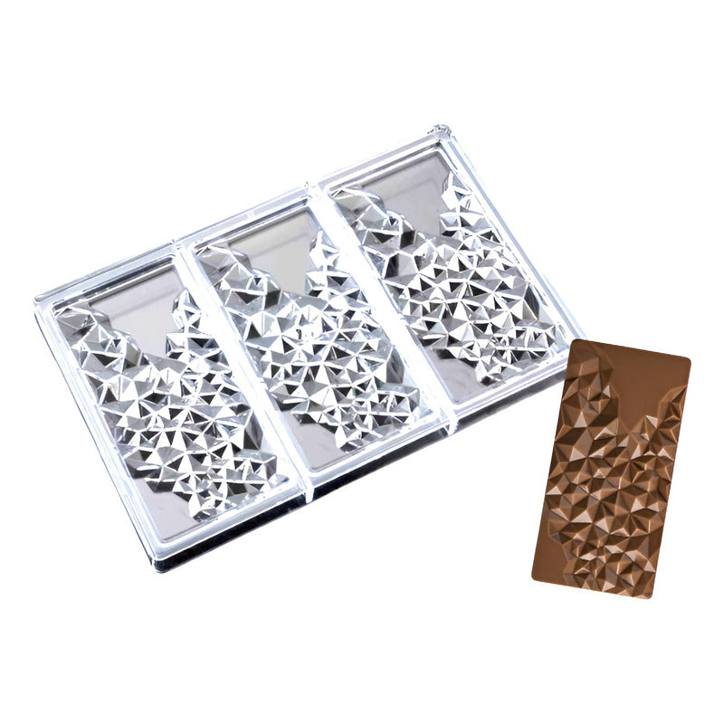 Molde De Chocolate Molde Policarbonato Barra Cristal 3 Cav Transparente