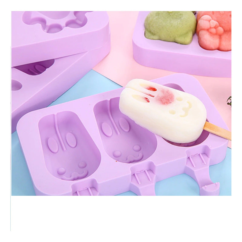 Moldes De Silicona Para Helados Molde Paletas Helado Conejo - Multicolor