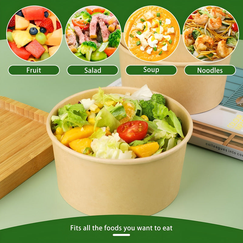 50 Bowl Con Tapa Bowls Plastico Bowl Kraft Envases 1000 Cc Beige