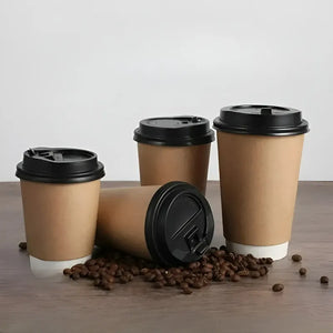 Pack X200 Vaso Desechables Vaso Kraft Doble Pared C/tapa 8oz Color Marrón Claro Vaso Kraft Doble Pared 8oz Vaso Kraft Con Tapa Vaso Kraft Para Cafetería Vaso Kraft Desechable Vasos Cafe Pasteleriuscl