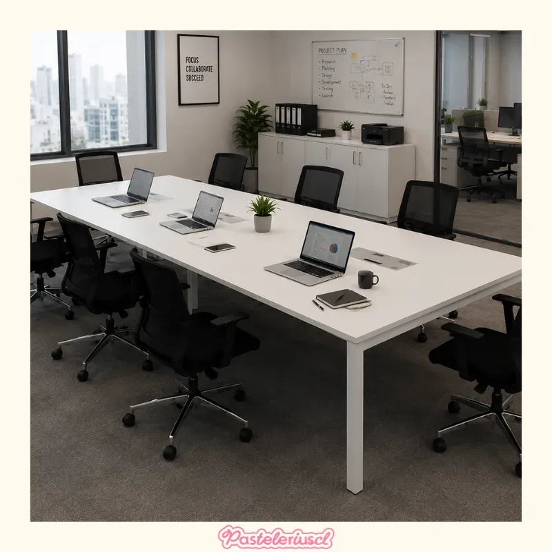 Mueble Ejecutivo Escritorio Oficina 6 Personas 3.60x1.20cm Blanco