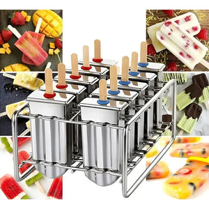 Molde Helados Moldes Reposteria Molde Helado Paletas 10cav Moldes Helados Utensilios Reposteria Moldes De Acero... Plateado
