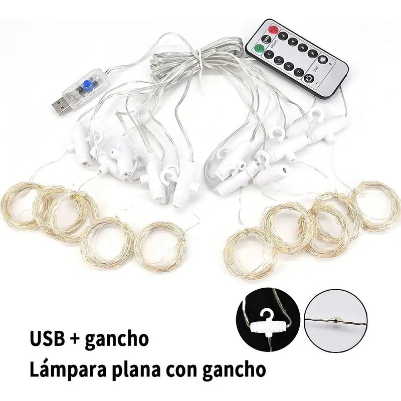 Cortina De Luces Luces Decorativas Guirnaldas Led Cortina Led Luces De Navidad Cortina Led Luces Adorno Navidad Exterior... Amarillo