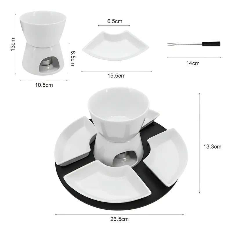 Fondue Chocolate Juego De Fondue Ceramica Fondue Queso 11pcs Negro