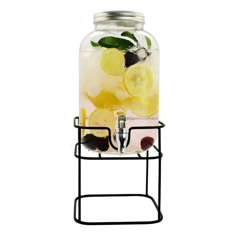 Dispensador Bebidas Con Atril Dispensador De Jugos Jarra 4l Color Transparente / Dispensador Cuadrado 4l