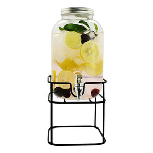 Dispensador Bebidas Con Atril Dispensador De Jugos Jarra 4l Color Transparente / Dispensador Cuadrado 4l