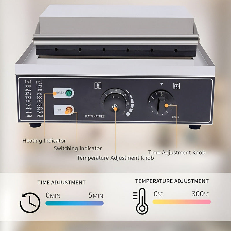 Maquina Para Waffles Hot Dog Maker Wafleras Con Formas 1550w Plateado