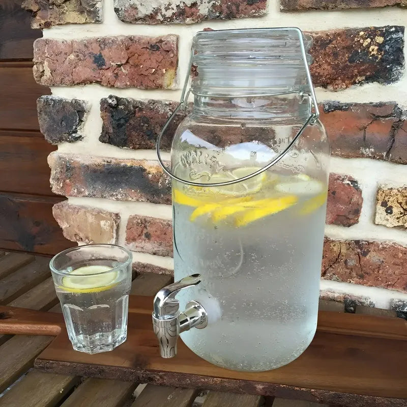 Dispensador De Bebidas Jarro De Vidrio Para Jugos Jarra 3.8l Transparente.