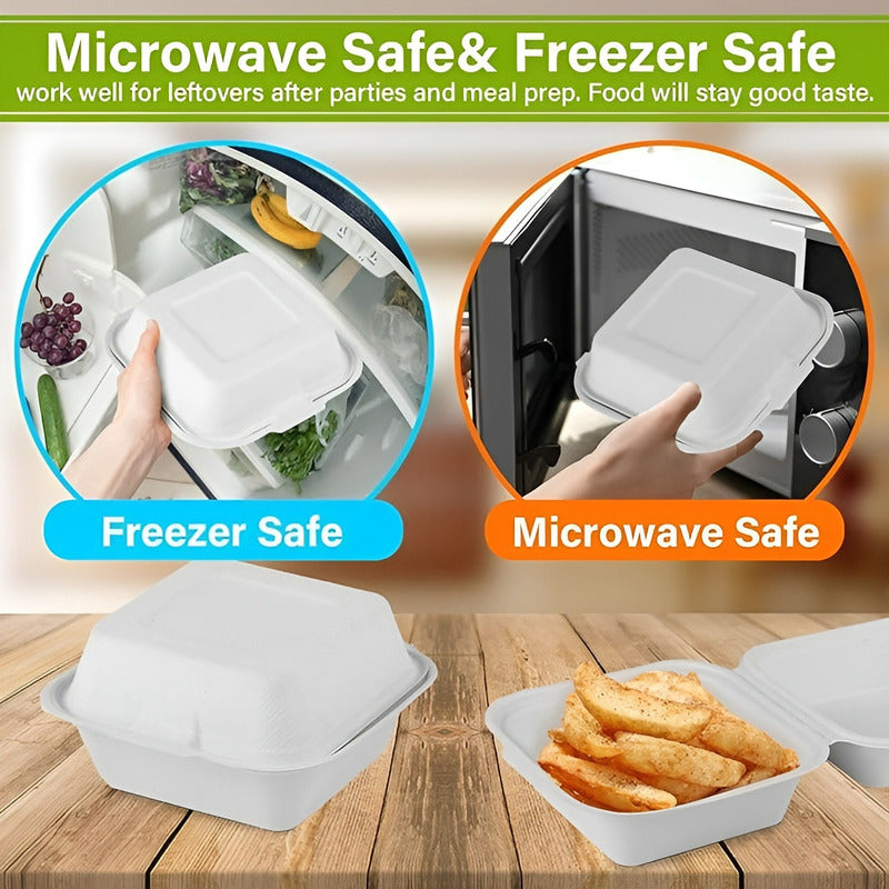 Set X50 Envases De Plumavit Para Comida Envase Hamburguesas Blanco