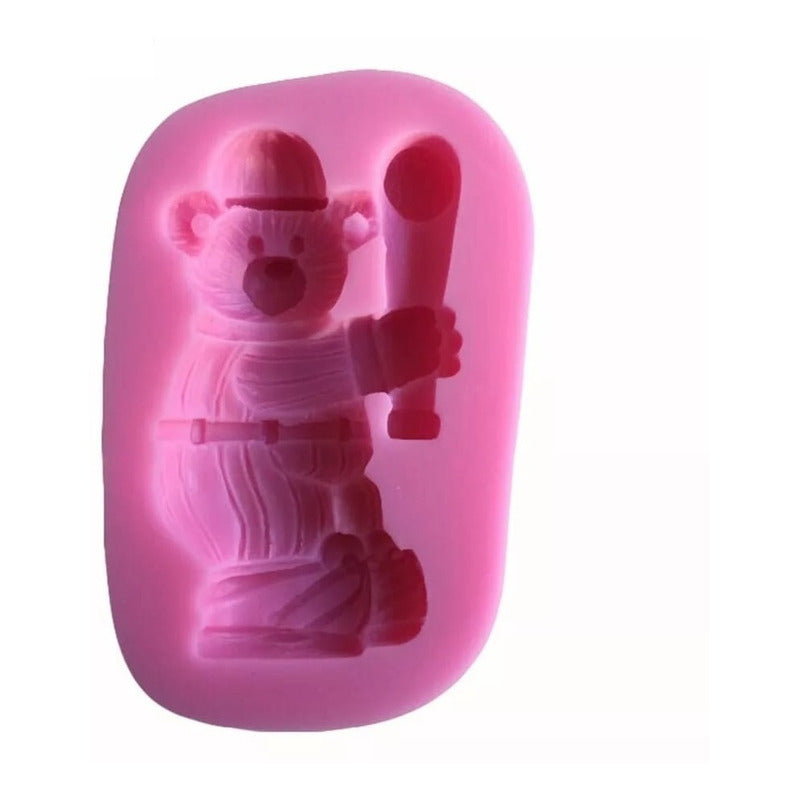 Molde De Silicona Molde Oso Molde Fondant Oso Beisbol Bate Rosa 52309