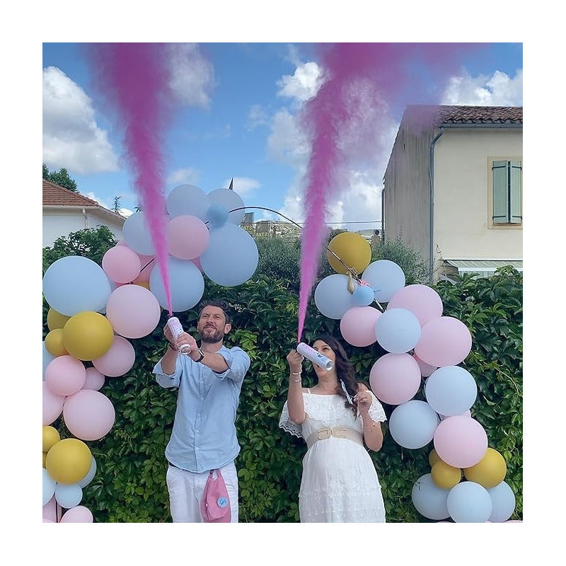 Set 4 Extintor Humo Revelacion De Genero Cañon Spray Color Rosado