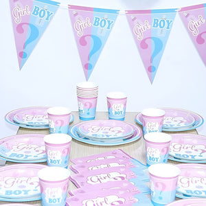 Set Decoración Revelacion De Genero Baby Shower Fiesta 16p/p