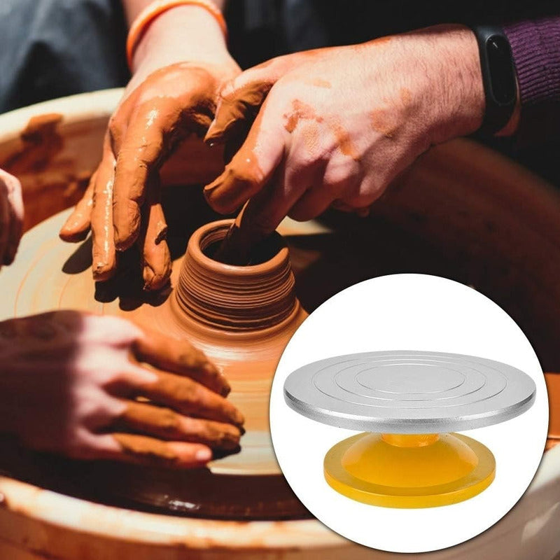 Base Giratoria Tortas Plato Giratorio Base Aluminio 32cm Gris Con Dorado