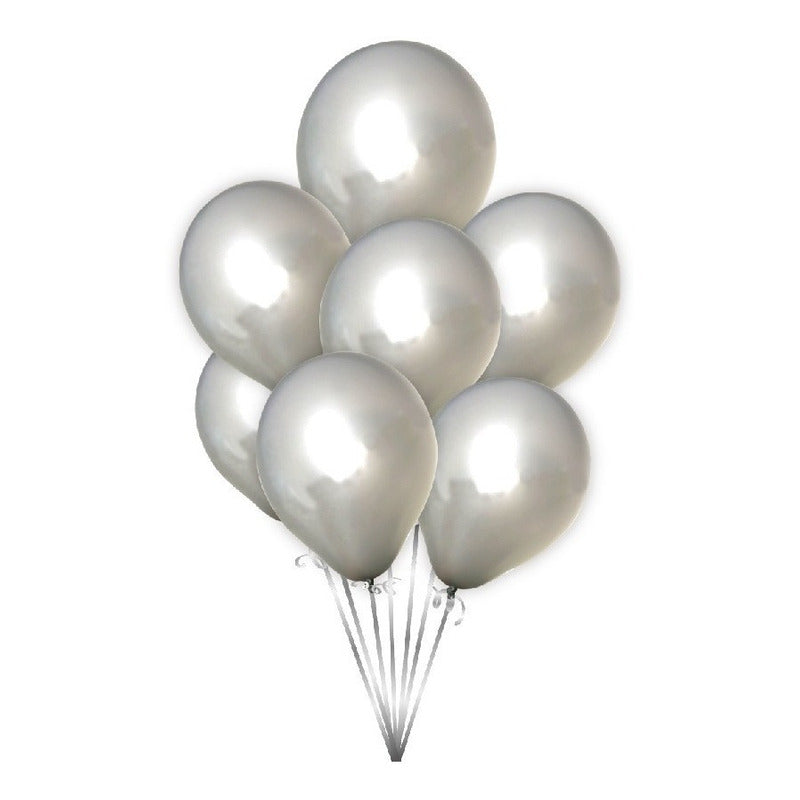 Pack 25 Set De Cumpleaños Globos Cumpleaños Globo Color Gris Redondo