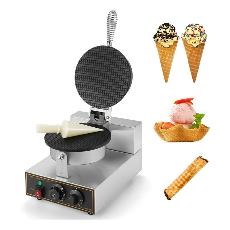 Wafflera Maquina Para Hacer Conos Para Helado Waffle 1200w Plateado