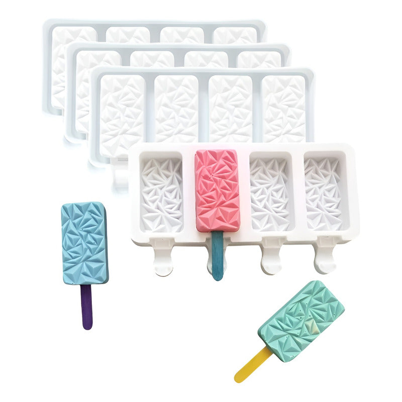 X4 Molde Helados Molde Paletas Moldes De Silicona Reposteria Blanco