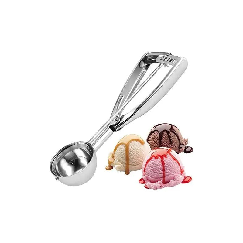 Pack X3 Cucharas Helado Cuchara Helado Cuchara De Helado 6cm Cuchara Profesional Para Helados Con Liberación De Gatillo... Plateado