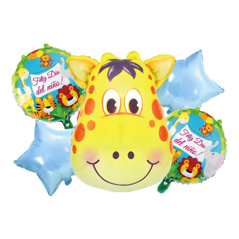 Globos Dia Del Niño Globos Metalizados Globo Globo Metalico Pack X5 Jirafa 0186