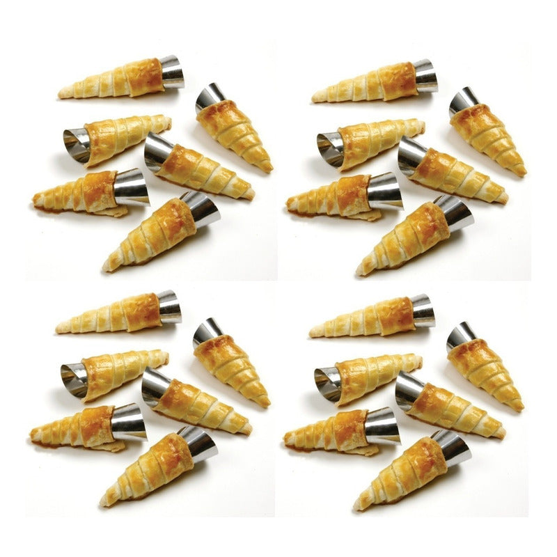 Pack X24 Cono Molde Para Cannoli Cachito Croissant Pan Danes Gris